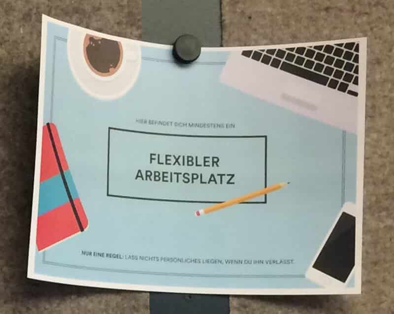 Aushang "Flexibler Arbeitsplatz"