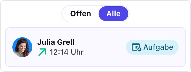 Das Interface der sipgate App CLINQ zeigt einen verpassten Anruf.