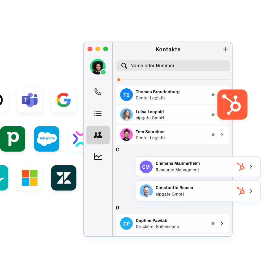 App-Interface mit CRM Integrationen